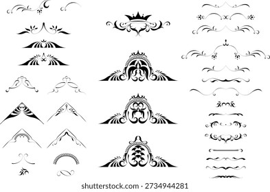 Conjunto blanco y negro de delimitadores para texto, divisores