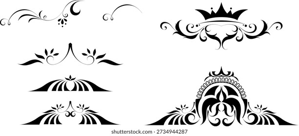 Conjunto blanco y negro de delimitadores para texto, divisores