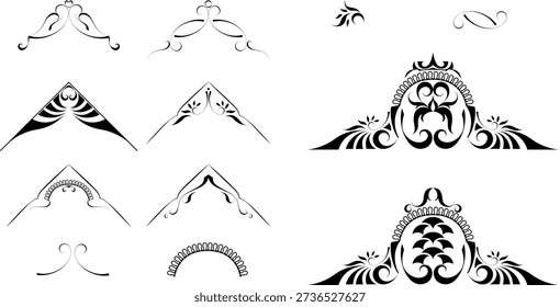 Conjunto blanco y negro de delimitadores para texto, divisores