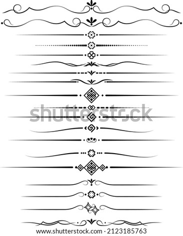 black and white set of delimiters for text, dividers
