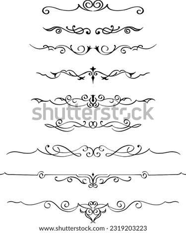 black and white set of delimiters for text, dividers