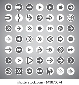 Black and white set of flat arrow icons in circle for web design, mobile apps and buttons