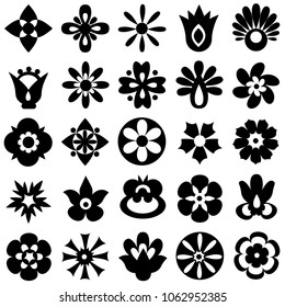 Black White Set Flower Icons Stock Vector (Royalty Free) 1062952385