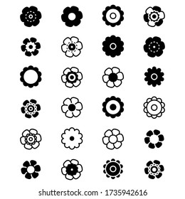 Conjunto blanco y negro de flor vectora plana aislada. Colección de Flor de Icono para vacaciones, Diseño, India, Ornamento Oriental y Árabe, Impresión, Web y App.