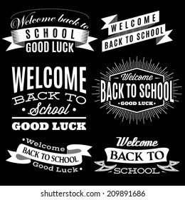 Black and white set of labels on back to school