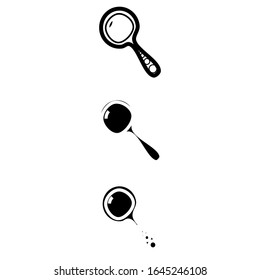 Black and white set of magnifying glass. Vector design of a magnifier logo.  Different design of lens as an icon.