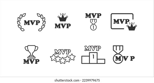 Black and white set with MVP icon on a white background