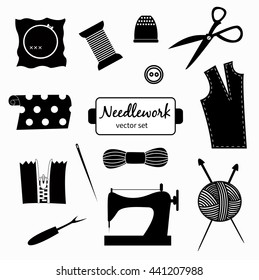 Black & white set of sewing elements