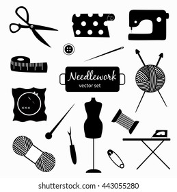 Black & white set of sewing elements