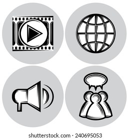 Black and white set of vector icons for web design