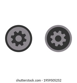 black and white setting circle icon, black and white setting vector, suitable for web and mobile applications