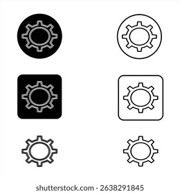 black and white setting and configuration icons set in multiple styles for apps