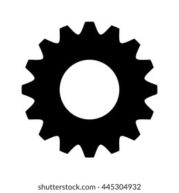 black and white settings icon front view over isolated background, vector illustration 