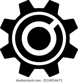 Black and white settings icon on a white background