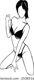 preto e branco sexy biquíni vetor ilustração 