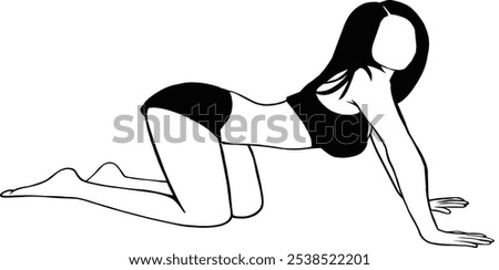 black and white sexy bikini vector portrait