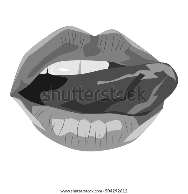 Black White Sexy Lips Vector Illustration Stock Vector Royalty Free 504292612 Shutterstock 