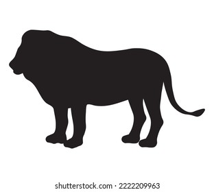 black and white shadow, silhouette of a standing lion