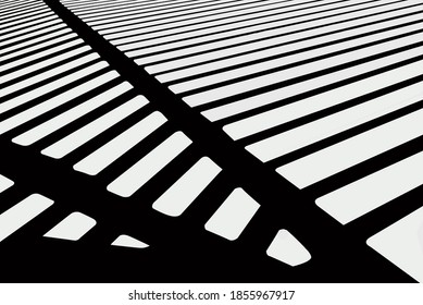 black and white shadow strips. Structural graphic shadow falling from the semi open roof.