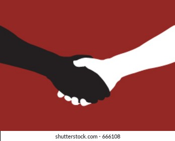 Black and White shaking hands - in vector format