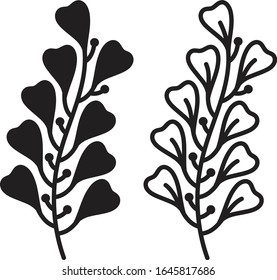 Black and White Shape Leaves Illustration 