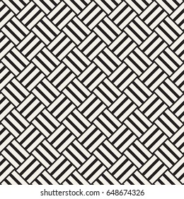Black and white shapes seamless pattern background. Stylish symmetric lattice.  Abstract geometric tiling mosaic
