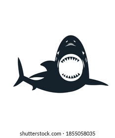 Tiburón negro y blanco aislado 