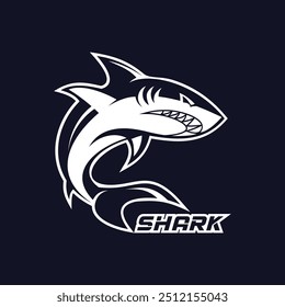 black and white shark logo