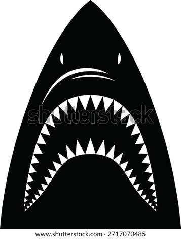 Black and white shark mouth with sharp teeth