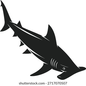 Silueta de tiburón blanco y negro con dientes afilados 1