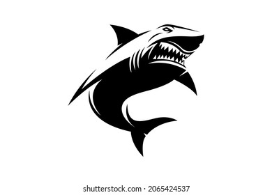 black and white shark vector drawing