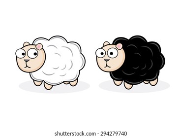 Black and White Sheep cartoon
