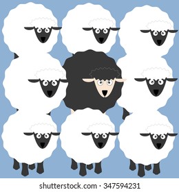 Black and white sheep cartoon vector illustration