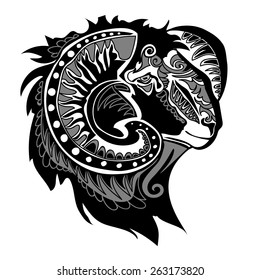 Black and white sheep, Figure lamb, 
vector decorative ram
