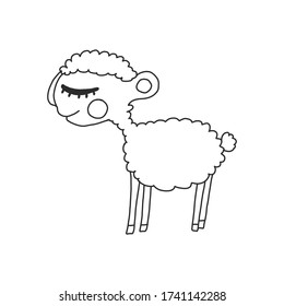 Ovejas blancas y negras. Ilustración vectorial dibujada a mano en el estilo Doodle. Icono de oveja aislado en un fondo blanco. Se puede usar como pegatina para redes sociales, elemento de afiches, diseño de camisetas.
