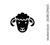 Black and white sheep icon, simple design.
