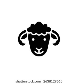 Black and white sheep icon, simple design.