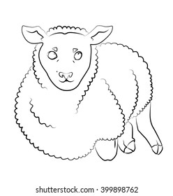 black and white sheep image - perfect for children's coloring books and not only