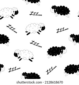 Black And White Sheep Pattern, Jumping Lambs Making Sleeping Sound Zzz