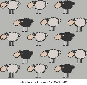 Black and White Sheeps pattern
