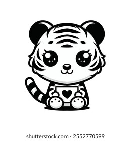 Black And White Shera Khan Tiger Vector Design
