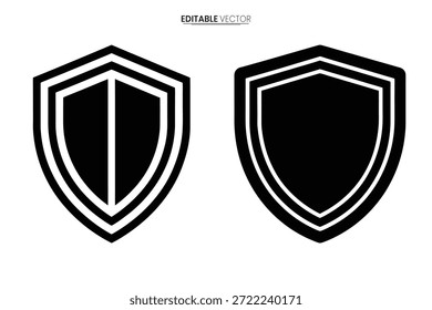Diseños de escudo en blanco y negro, con contornos atrevidos y una estética de símbolo protector clásico.