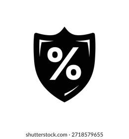 Icono de escudo blanco y negro con símbolo de porcentaje centrado