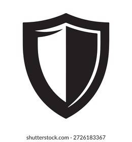 Un icono de escudo blanco y negro sobre un fondo liso