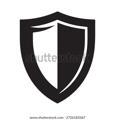 a black and white shield icon on a plain background