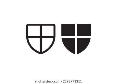 Black and white shield icons for security Vector