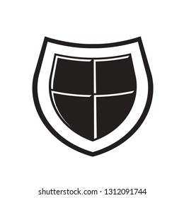 black and white shield isolated on white vector drawing