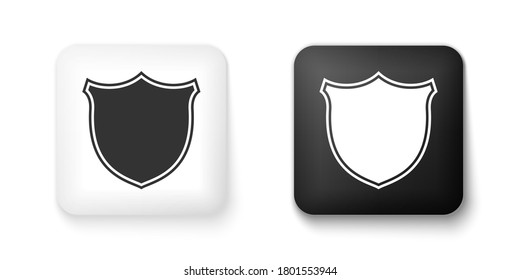 Black and white Shield security icon isolated on white background. Protection, safety, security concept. Firewall access privacy sign. Square button. Vector.