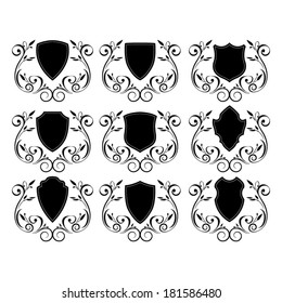 Black and white shield silhouette