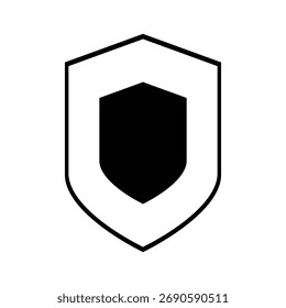 Símbolo de escudo blanco y negro que representa la protección, la seguridad y la protección.